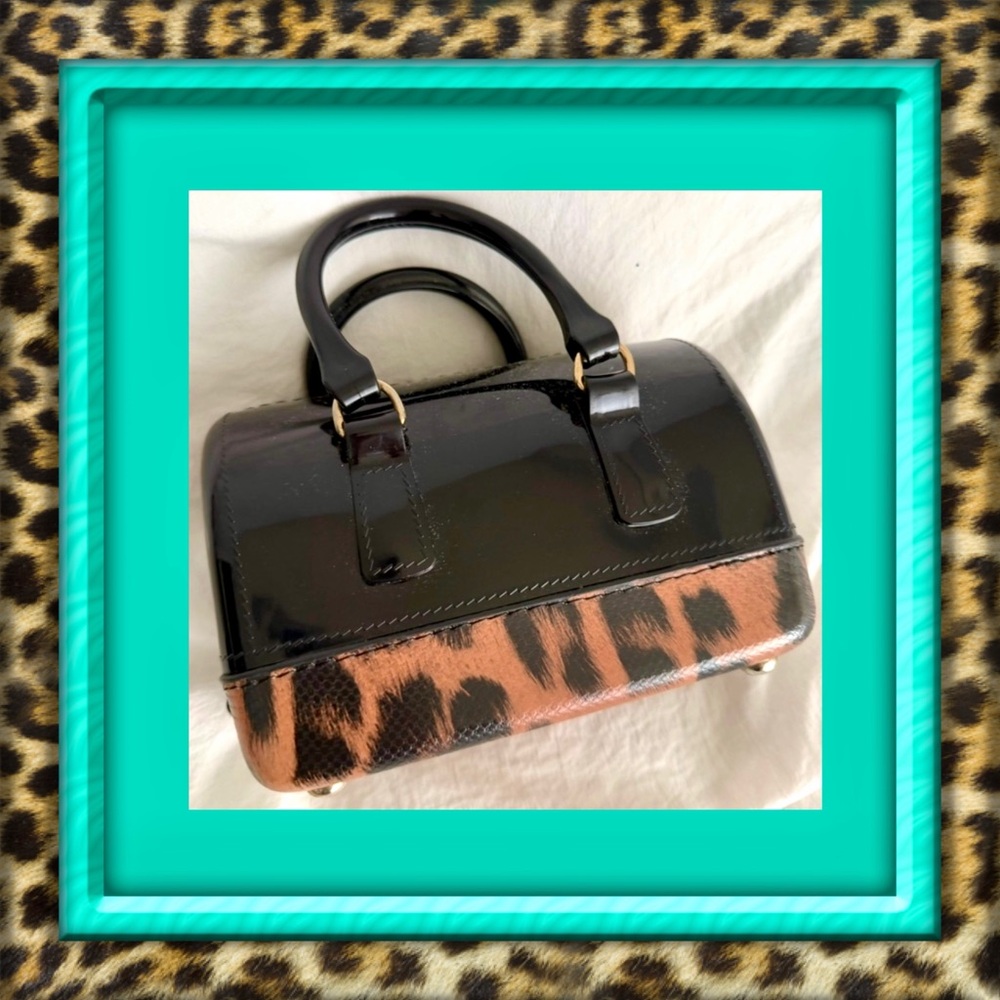 👑✅PRICE FIRM✅ Stylish Black and Leopard Print Mini Jelly PVC Handbag